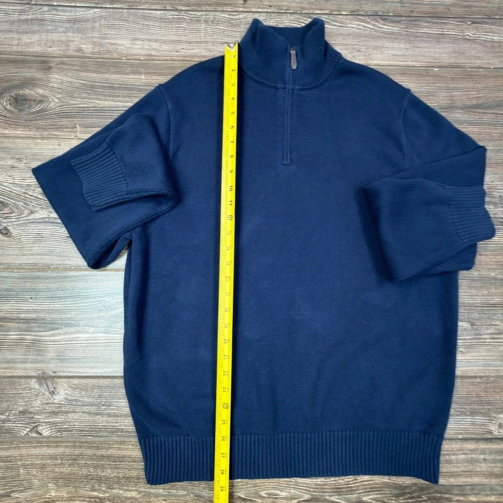 J. Crew Mens Size XL Sweater Navy Blue Cotton Quarter Zip BT793 NWOT
